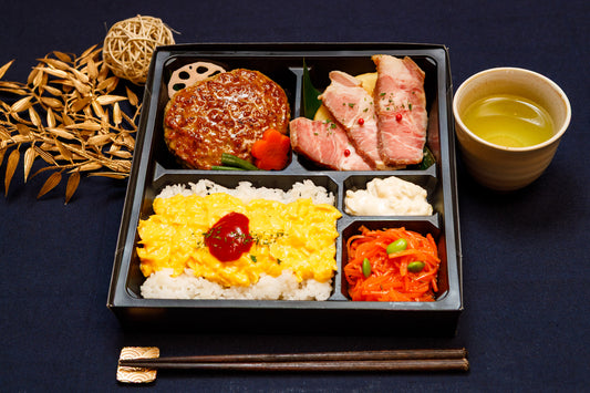 黒トリュフ醤油ハンバーグ、MISOローストポーク、ふわトロ卵